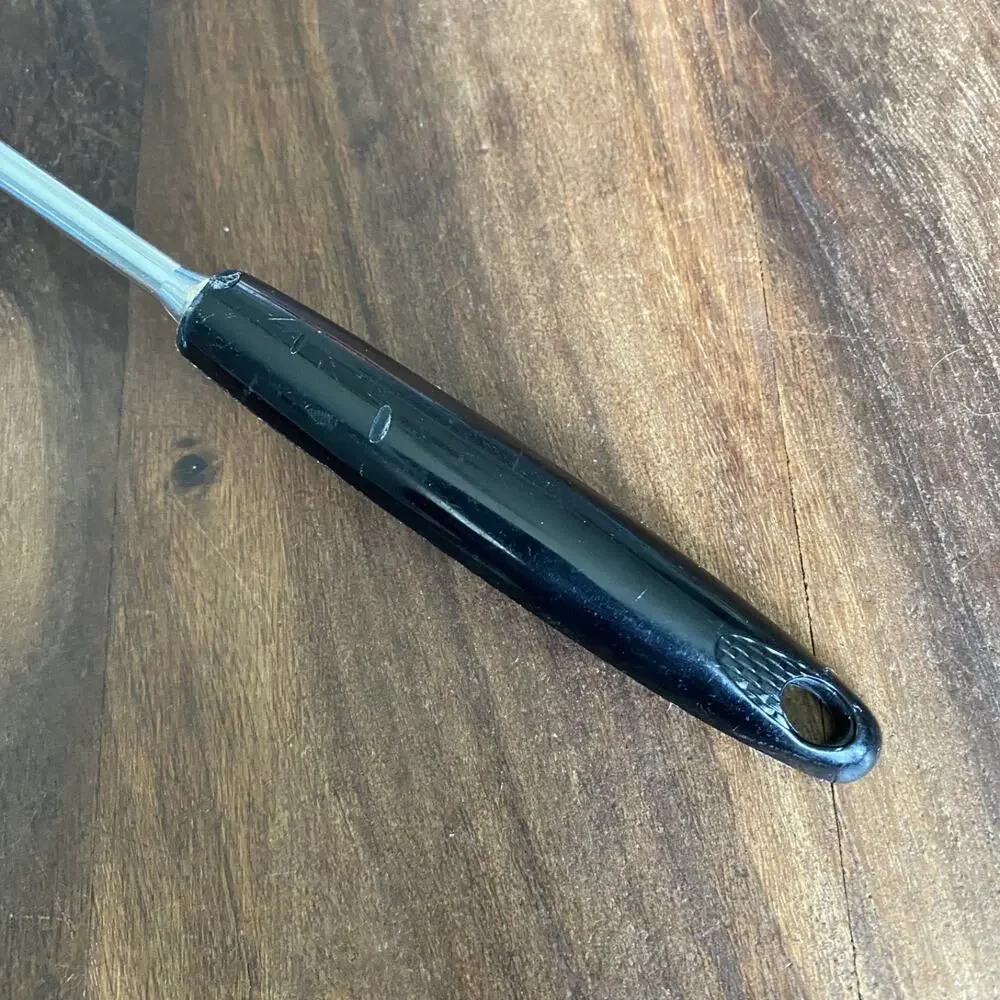 Vintage Ekco Metal Slotted Spatula Chrome Black Handle 13